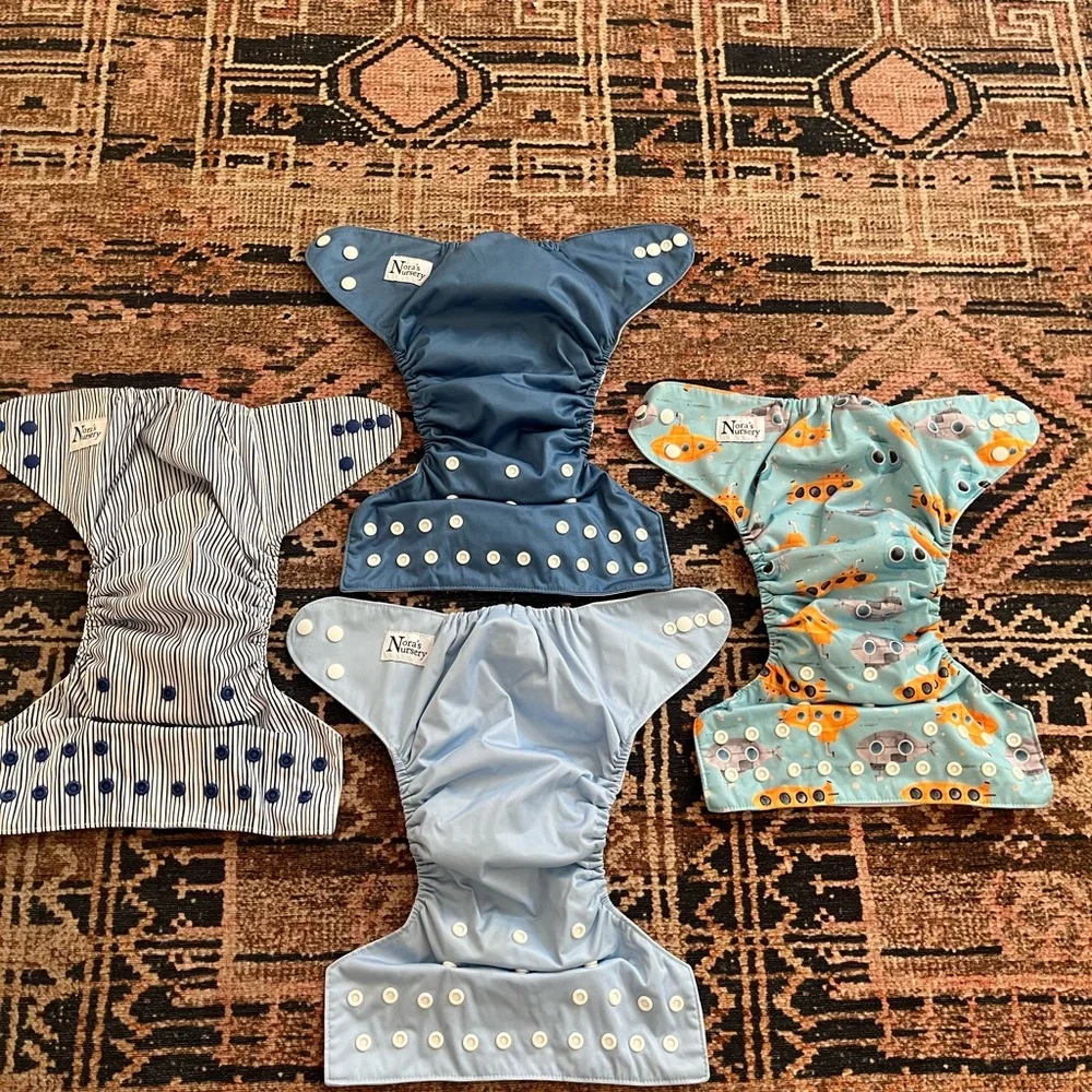 Nora’s Nursery Pocket Diapers with Bamboo Inserts - Sailing Away Set